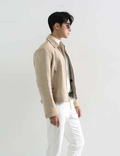 T. BUTTERY SUEDE BLOUSON JACKET_SANDGRAY