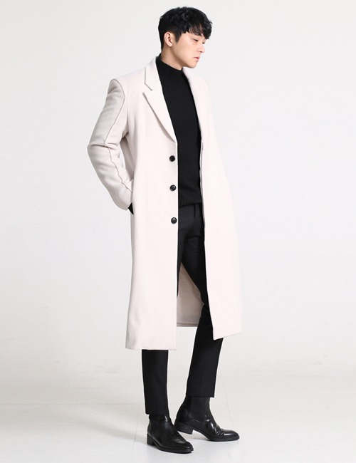 M. CONCEALED FASTENING MIDI COAT_WHITE