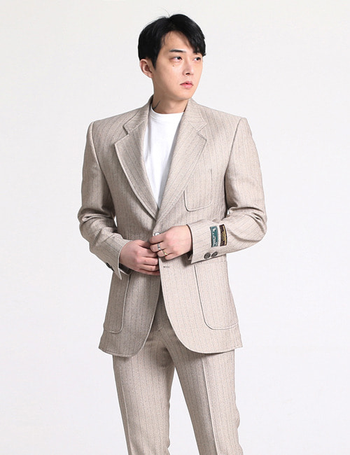 G. CROP HERRINGBONE WOOL BREND SUIT