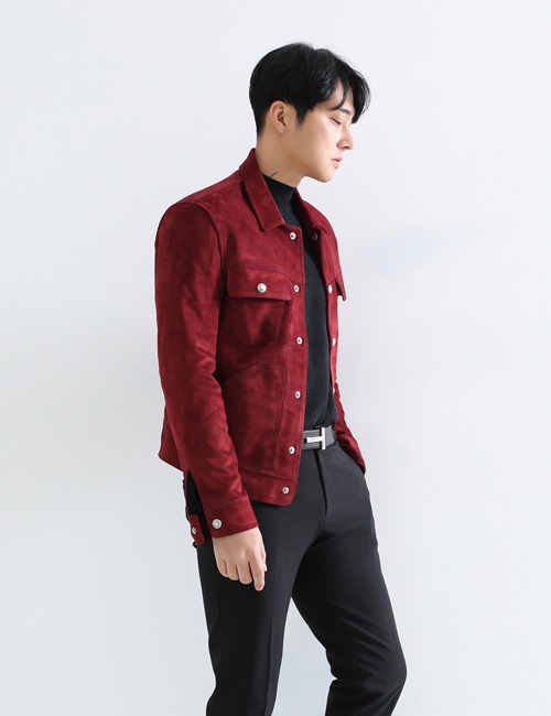 T. SUEDE WESTERN JACKET_BURGUNDY