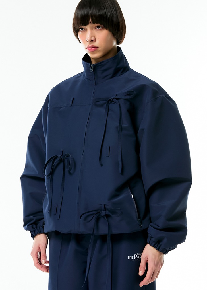 ribbon training jacket (navy)