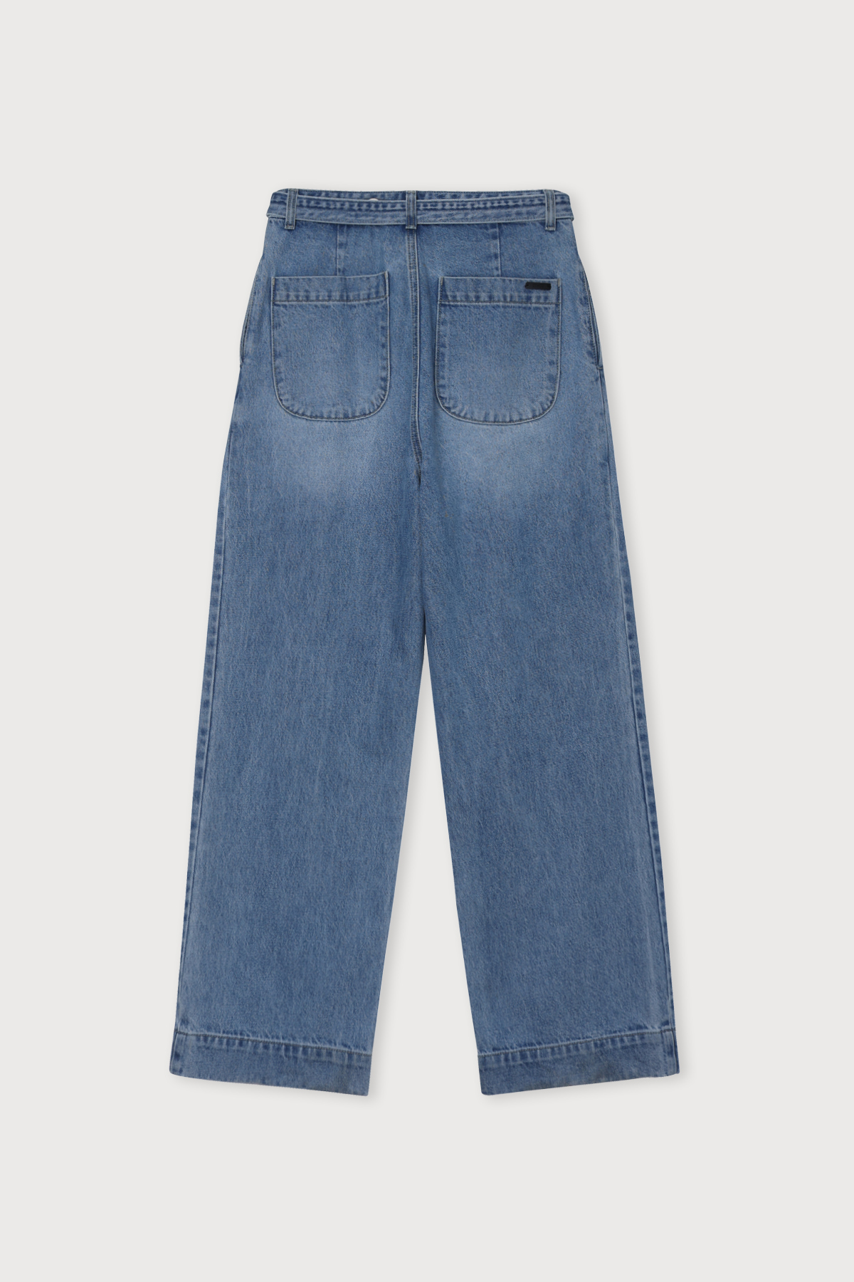 PINTUCK BELTED DENIM