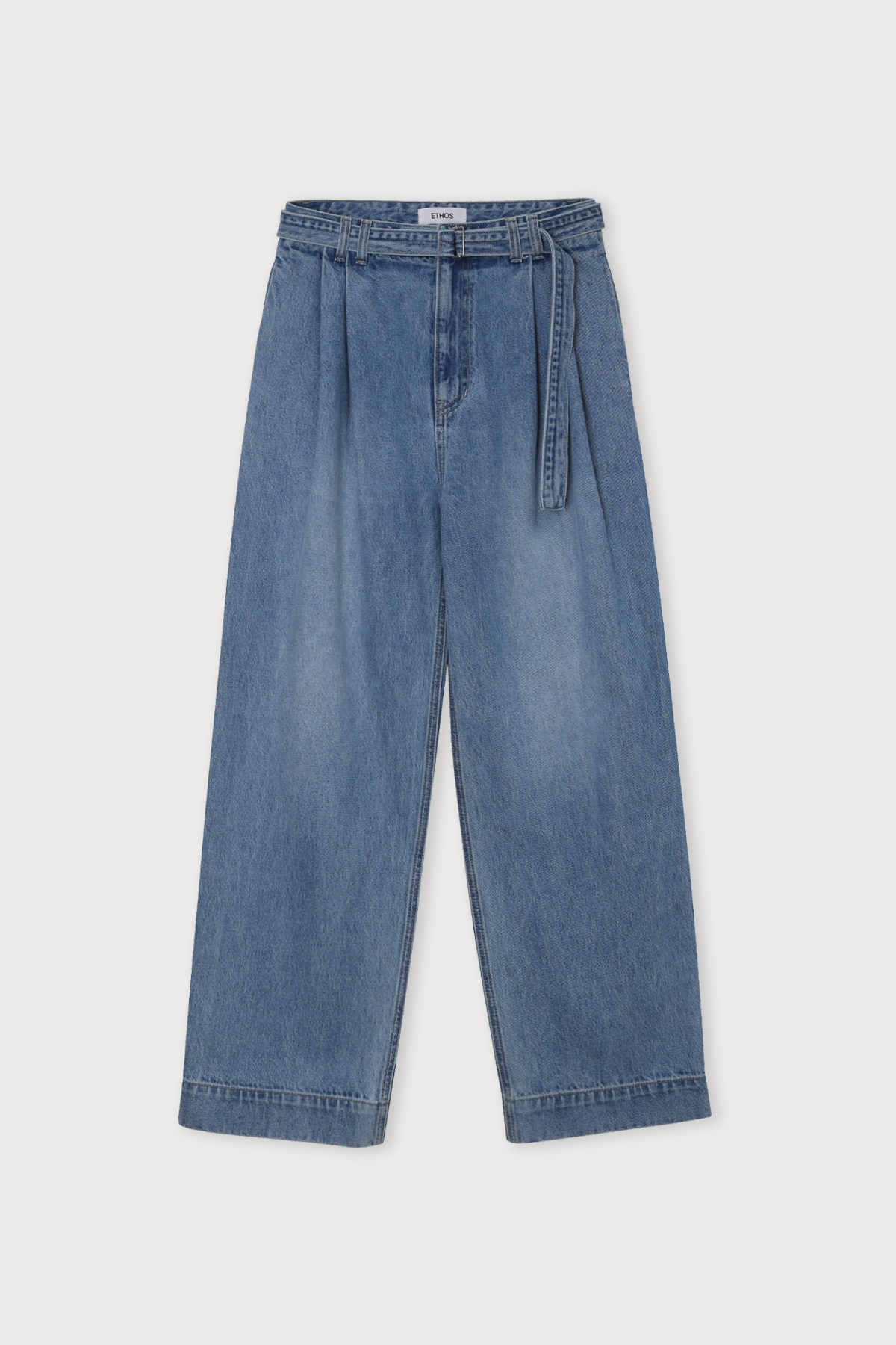 PINTUCK BELTED DENIM