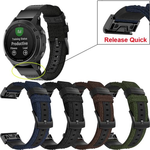 GARMIN FENIX 6X 5X/PLUS/3/935/FENIX5/접근 S60 용 퀵 핏 릴리스 직조 나일론 캔버스 스마트 손목 스트랩 26/22MM 액세서리