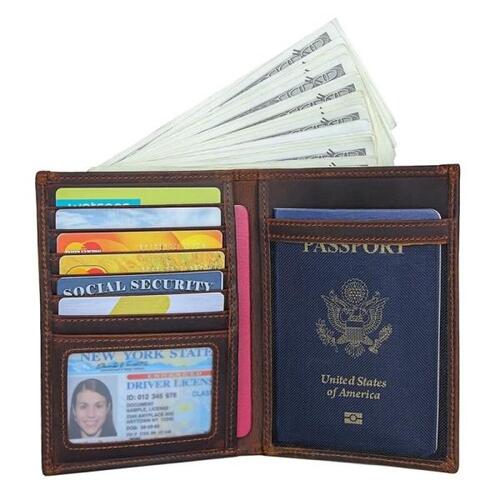 Luufan 빈티지 여권 홀더 그레인 가죽 여권 지갑 남자 카드 지갑 접이식 지갑 R-8450 디자인 스타일