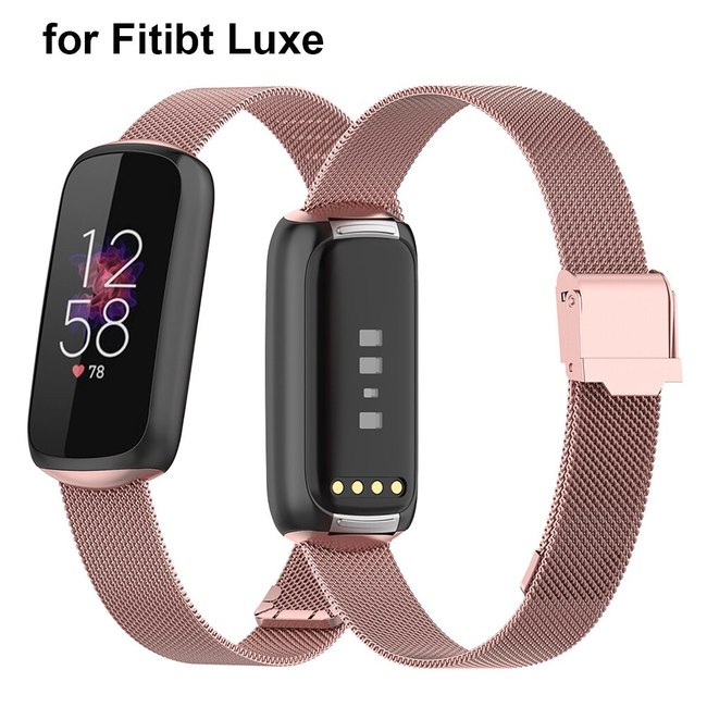 FITBIT LUXE 밴드 용 금속 밀라노 스트랩 피트니스 및 웰빙 트래커 핑크 조절 가능한 스테레스 스틸 팔찌