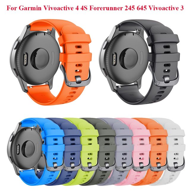 GARMIN VIVOACTIVE 44 S FORERUNNER 245 645 3 스마트 팔찌 손목 밴드 스트랩 용 18 20 22MM 실리콘 시계