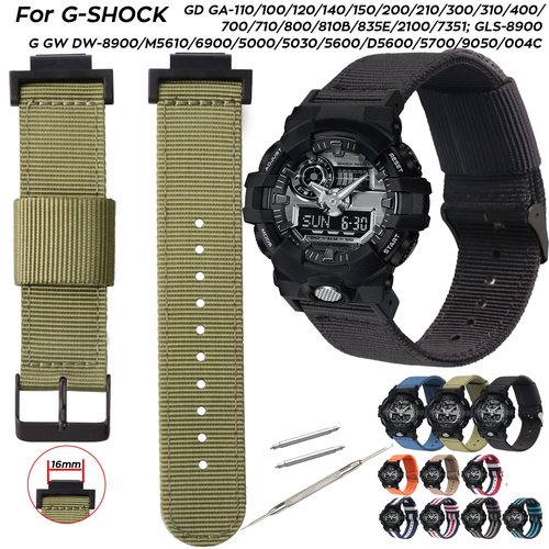 스포츠 나일론 카시오 G-SHOCK GA-110 400 GD100 밴드 DW-6900 G-5600 GW-M5610 GLS8900 16MM 교체