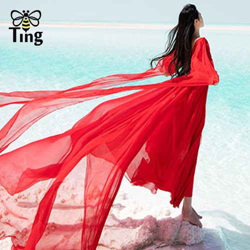 TINGFLY 보헤미안 바닥 길이 긴 쉬폰 여름 드레스 럭셔리 파티 저녁 여자 HAUT BOHO HOLIDAY BEACH VESTIDOS ZAFUL