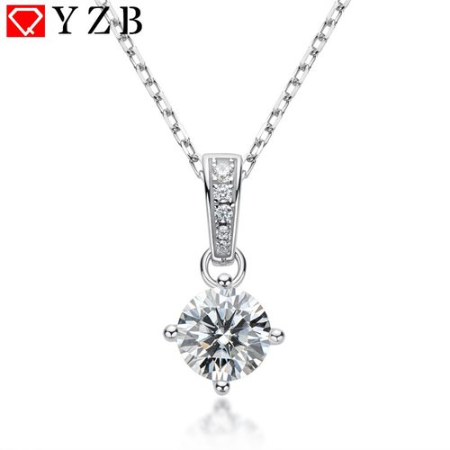 여성 선물 925실버 O체인 D 컬러 VVS 1 캐럿 라운드 모양의 MOISSANITE 펜던트 목걸이 럭셔리 파인 쥬얼리