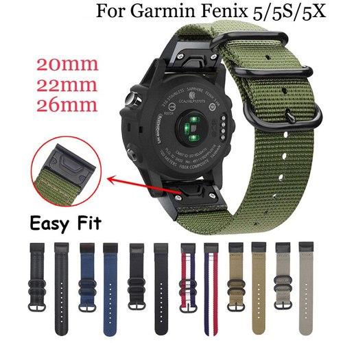 GARMIN FENIX 5 5X 5S PLUS/FENIX 6 6S 6X /3 HR/FORERUNNER 935 손목 밴드용 20/22/26MM 나일론 스트랩 퀵 이지 핏 시계 밴드