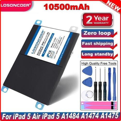 LOSONCOER10500mAh A1484 태블릿 배터리 아이패드 5 에어 에어 1 아이패드 5 A1474 A1475 A1484 A1476 A1822 A1823 A1893 A195