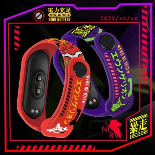 에반게리온 EVA 01 02 스마트 워치 밴드 샤오미 Mi Band 5 6 실리콘 손목 스트랩 Miband 3 4