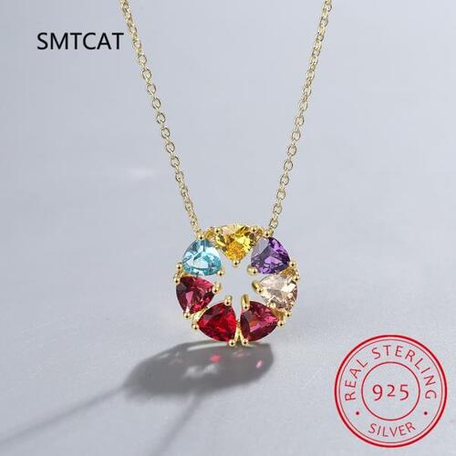 여자을1 CT 모이사나이트 펜던트 레인보우 보석다이아몬드 목걸이 S925실버 쥬얼리 소녀 발렌타인 데이