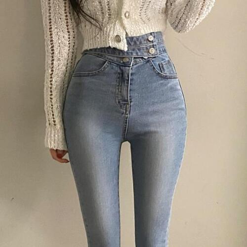 Blue Sexy Women Jeans Street High Waisted 2023 Spring Skinny Pants Elastic Denim Ladies Summer Ankle