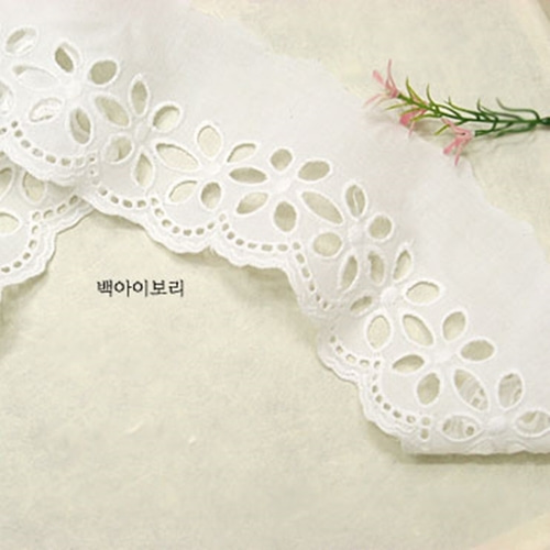 lace 중 면 레이스 태피터 국화 백아이보리 (L03114)