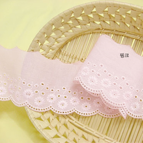 lace 중 면 레이스 이중 민들레 핑크 (L01430)