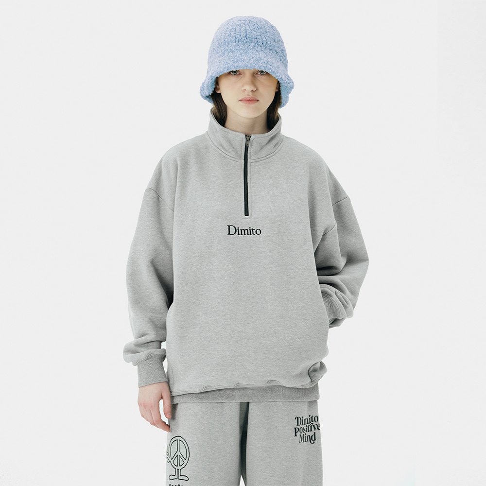 디미토 2324 DIMITO HALF ZIP SWEATSHIRTS HEATHER GREY 스웨트셔츠