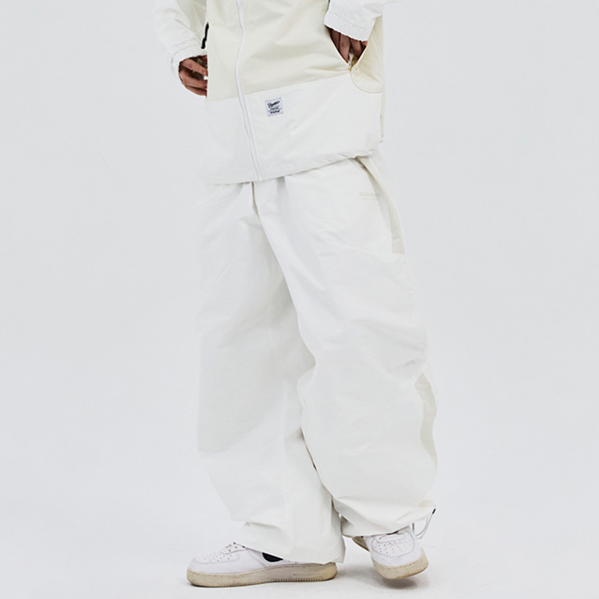 비에스래빗 2324 BSRABBIT CUT SIDE LINE WIDE TRACK PANTS WHITE 스노우 보드복 팬츠