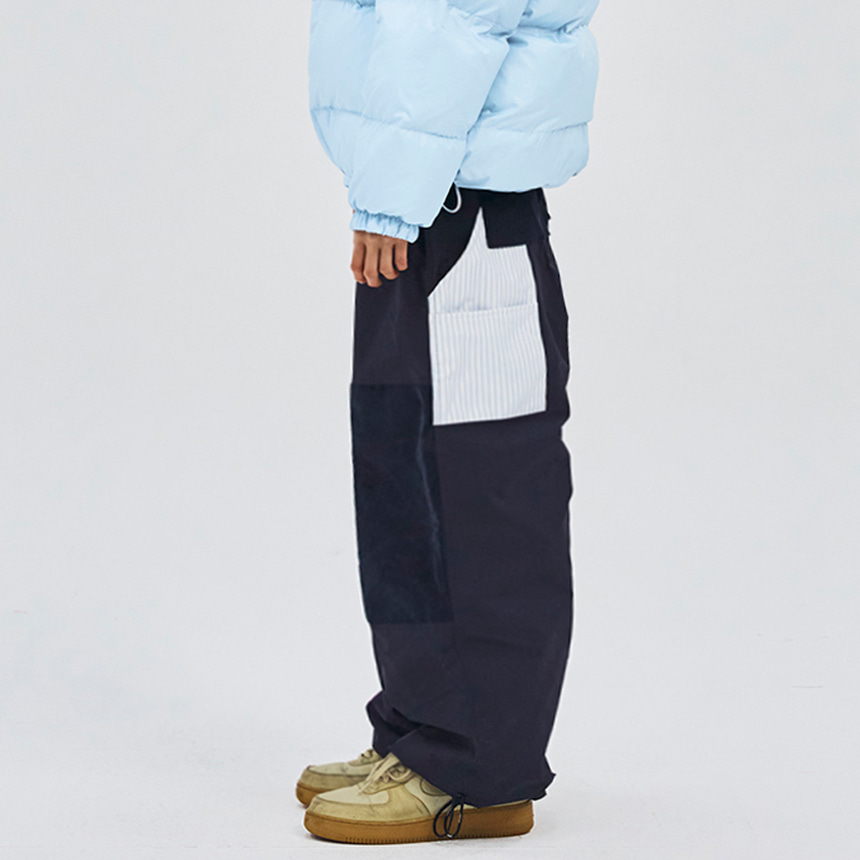 비에스래빗 2324 BSRABBIT WIDE COMBINATION CARPENTER TRACK PANTS NAVY 스노우 보드복 팬츠