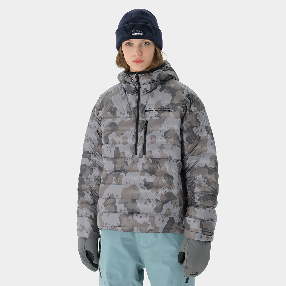 디미토 디미토 2324 DIMITO PULLOVER LIGHT DOWN JACKET DOT CAMO GREY 스노우 보드복 자켓 패딩 점퍼