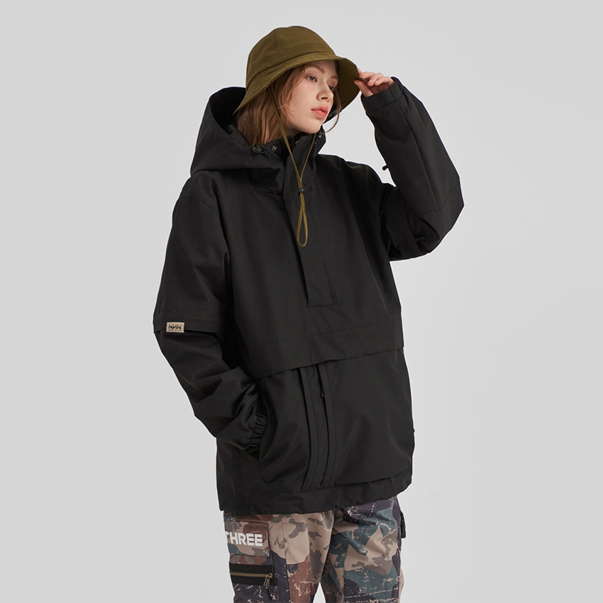 엔쓰리 엔쓰리 2223 NNN FELIX ANORAK OUTDOOR JACKET BLACK 스노우 보드복 아노락 자켓