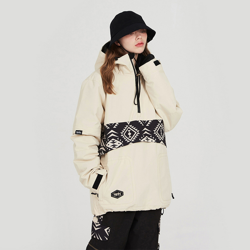 엔쓰리 엔쓰리 2324 NNN BLISS23 ANORAK JACKET IVORY / BLACK 스노우 보드복 아노락 자켓