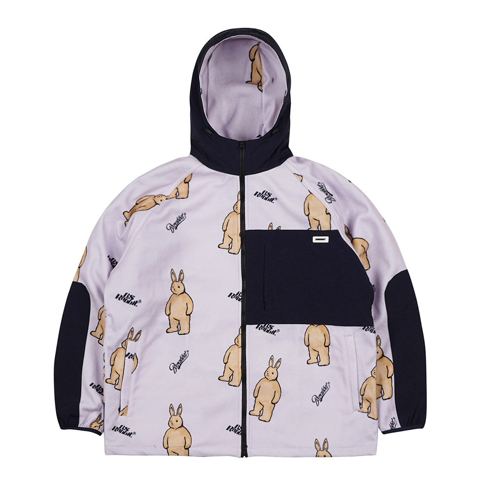 비에스래빗 2223 BSRABBIT ROYAL FLEECE HOODED JACKET BIG BEAR RABBIT PURPLE 플리스자켓