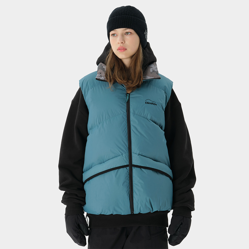 디미토 2324 DIMITO 23 REVERSIBLE DOWN VEST MARINE GREEN 스노우 보드복 자켓 패딩 조끼