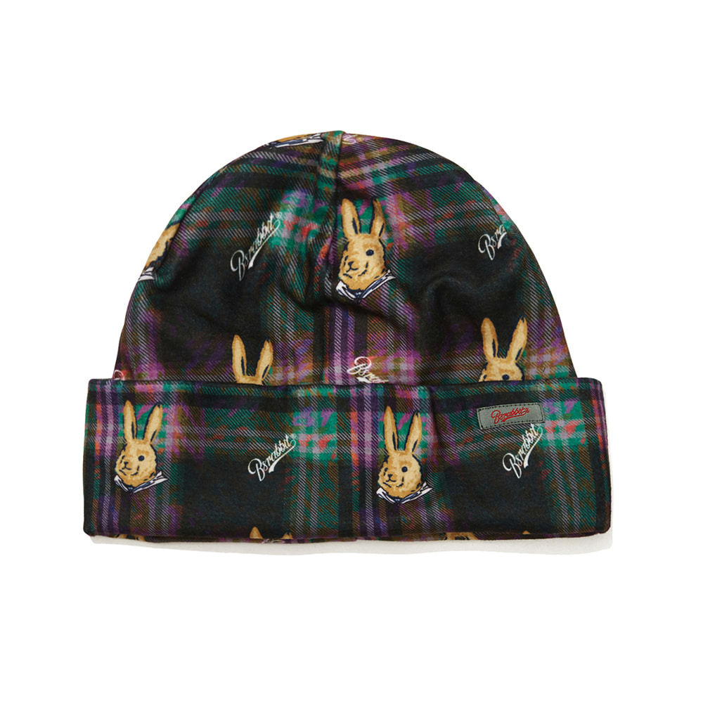 비에스래빗 2223 BSRABBIT BR CHECK PAT JERSEY BEANIE GREEN 비니