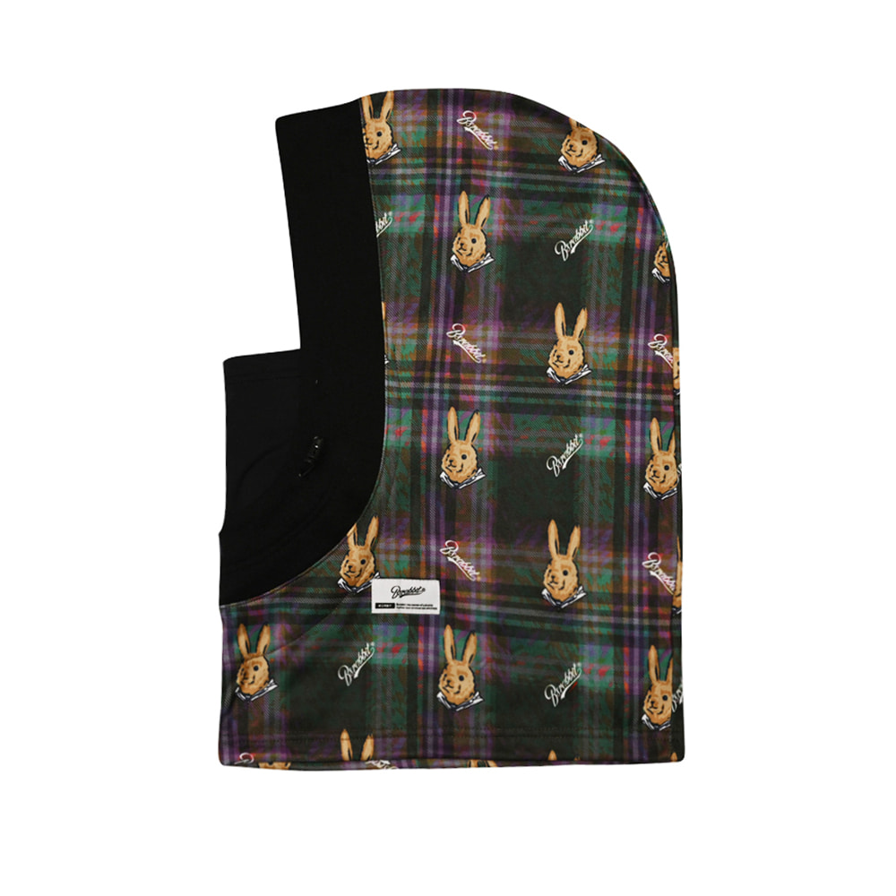 비에스래빗 2223 BSRABBIT OG HOOD CLAVA BEAR RABBIT DARK CHECK 스노우보드 후드 워머 클라바 바라클라바