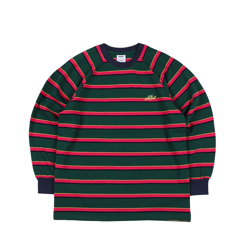 비에스래빗 2223 BSRABBIT OLD STRIPE LONG SLEEVE GREEN 스노우보드 롱 슬리브 긴팔 티셔츠 톨티