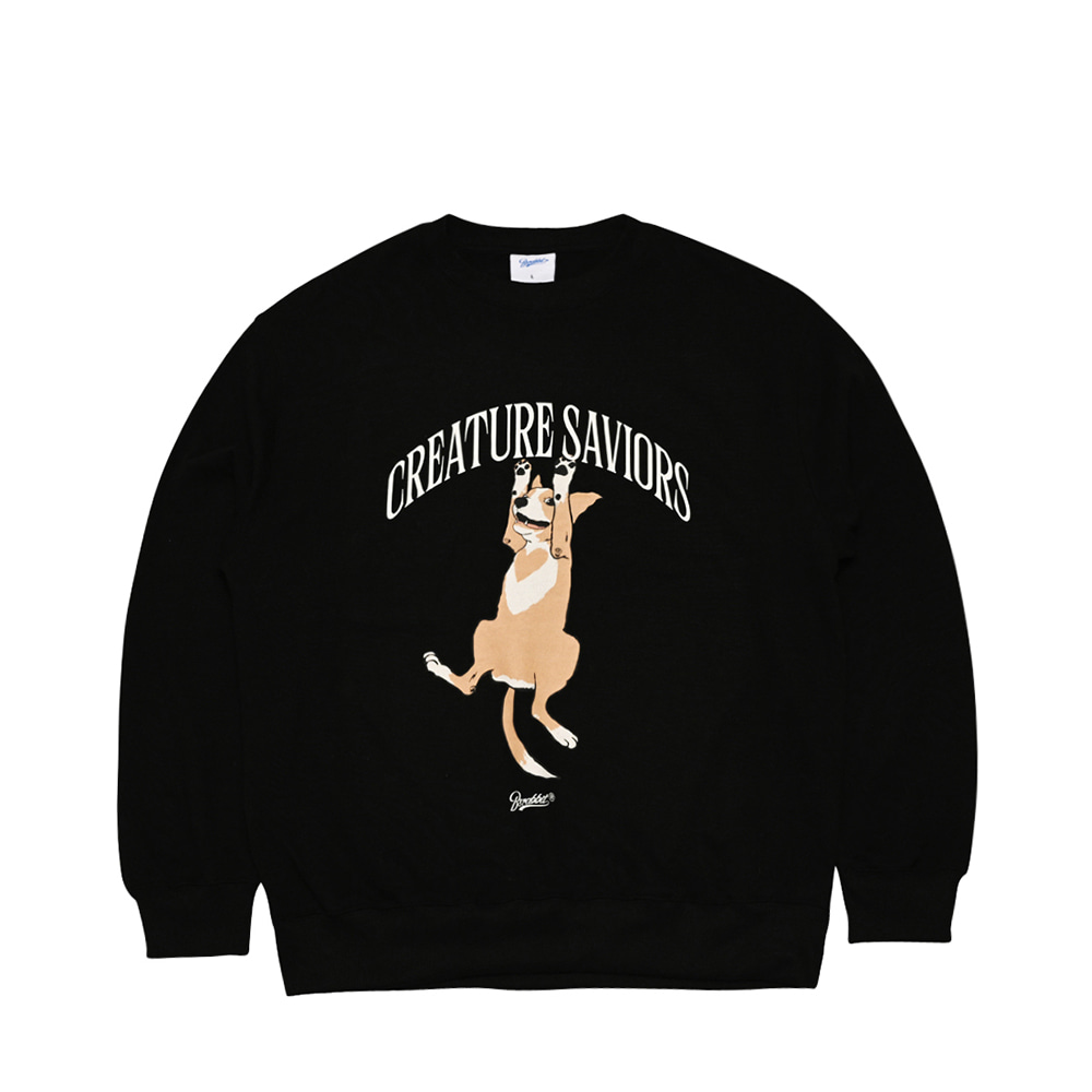 비에스래빗 2223 BSRABBIT CS LUCKY CREWNECK BLACK 스노우보드 크루넥 티셔츠 맨투맨