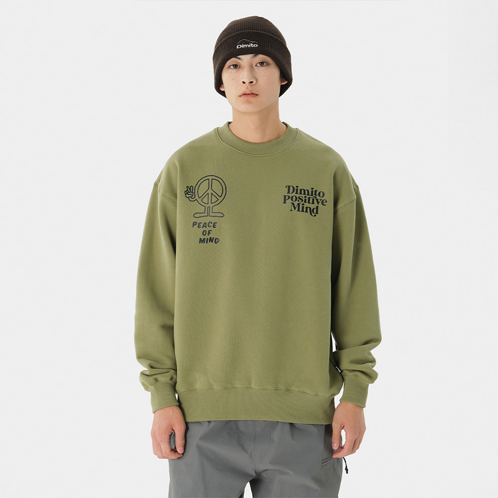 디미토 2324 DIMITO PEACE SWEATSHIRTS OLIVE 스웨트셔츠