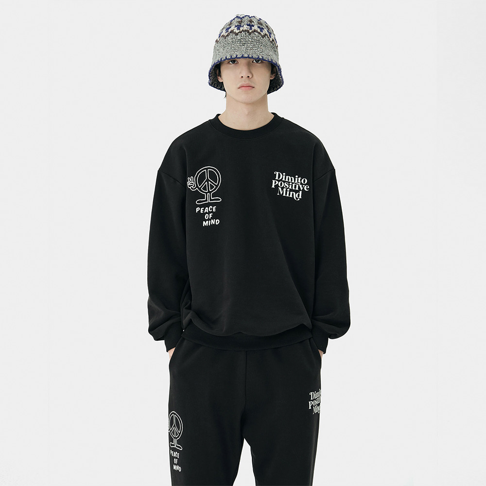 디미토 2324 DIMITO PEACE SWEATSHIRTS BLACK 스웨트셔츠