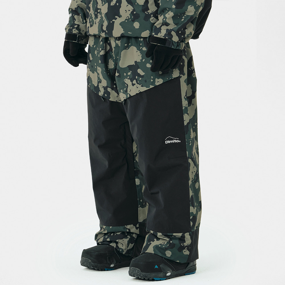 디미토 2324 DIMITO BLOCK WIDE PANTS OLIVE CAMO 보드복바지