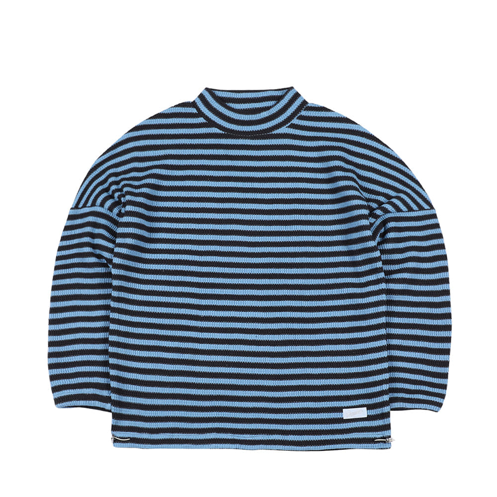 비에스래빗 2223 BSRABBIT STRIPE HIGH NECK PULLOVER BLUE 스노우보드 풀오버 크루넥 티셔츠 맨투맨