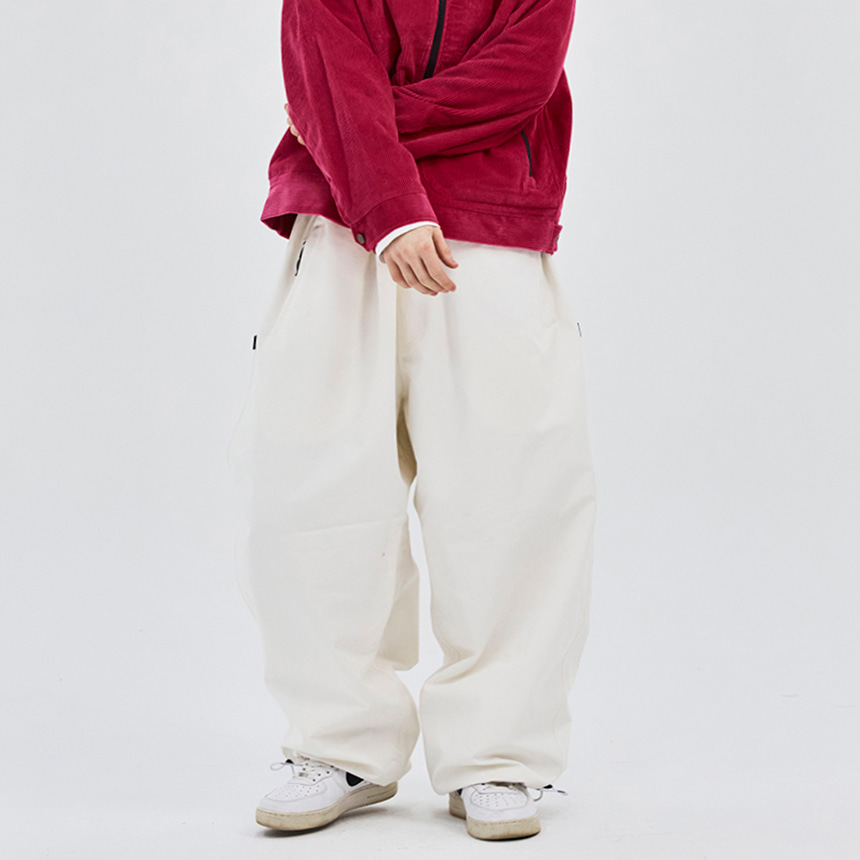 비에스래빗 2324 BSRABBIT LOGO COTTON SUPER WIDE PANTS WHITE 스노우 보드복 팬츠