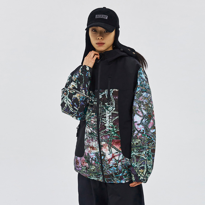 비에스래빗 2324 BSRABBIT HIGH HOODED JACKET BLACK SNOWFLAKE 스노우 보드복 자켓