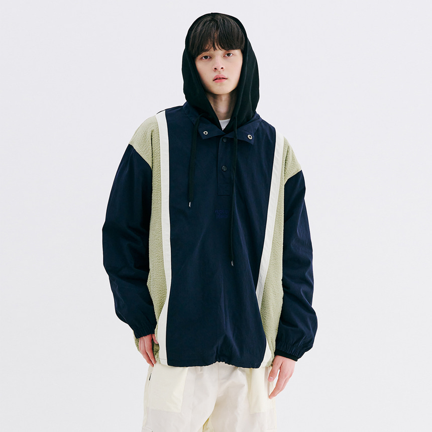 비에스래빗 2324 BSRABBIT COMFORTABLE PULLOVER SNAP JACKET NAVY / MINT 스노우 보드복 자켓