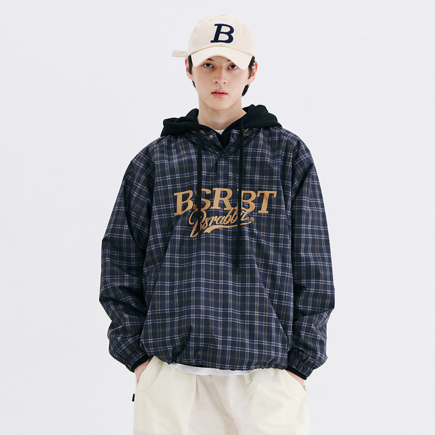 비에스래빗 2324 BSRABBIT BSRBT SPORTY PULLOVER SNAP JACKET CHECK BROWN 스노우 보드복 자켓