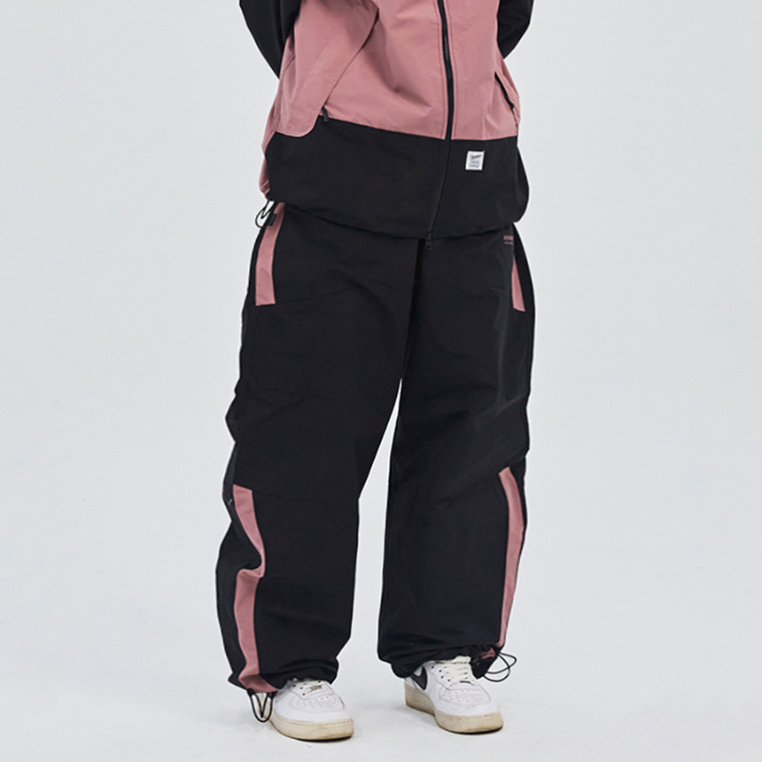 비에스래빗 2324 BSRABBIT CUT SIDE LINE WIDE TRACK PANTS BLACK 스노우 보드복 팬츠