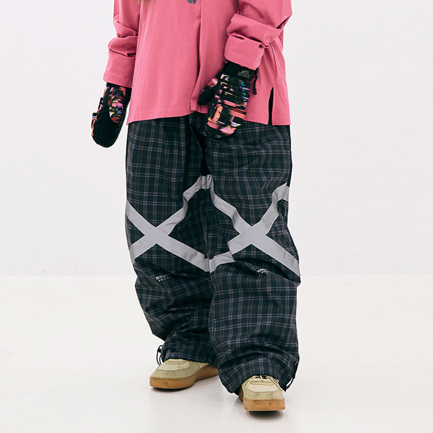 비에스래빗 2324 BSRABBIT ORIGINAL POT-X REFLECTIVE TRACK PANTS CHECK BROWN 스노우 보드복 팬츠