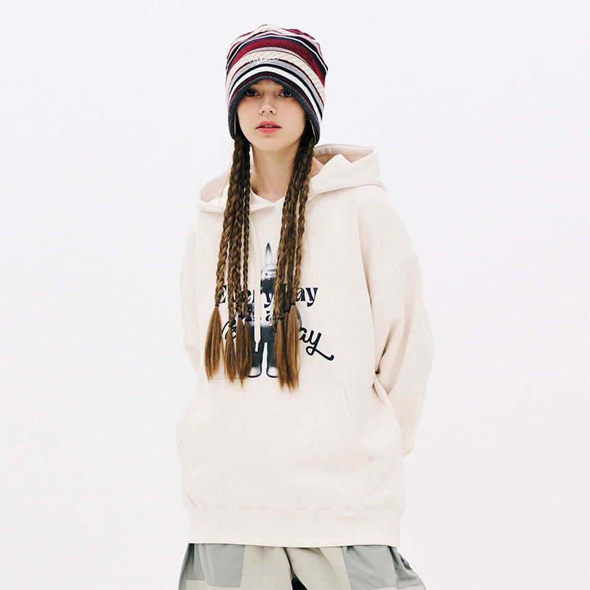 비에스래빗 2324 BSRABBIT 3D EVERY DAY RABBIT HOODIE CREAM 스노우 보드복 후드 후디