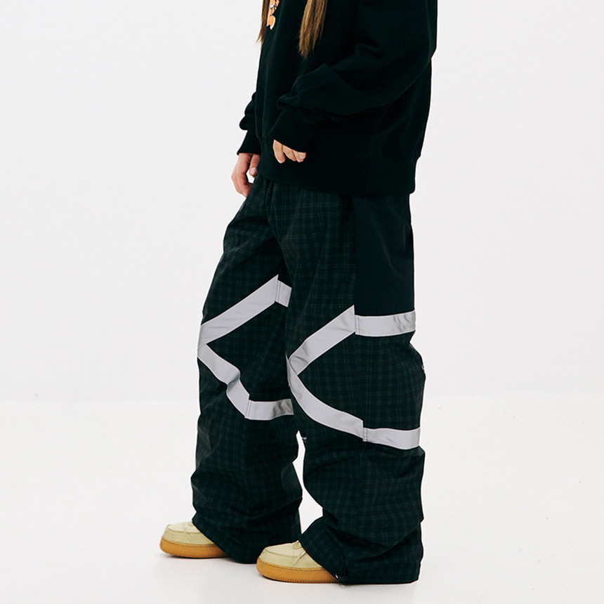 비에스래빗 2324 BSRABBIT ORIGINAL POT-X REFLECTIVE TRACK PANTS CHECK GREEN 스노우 보드복 팬츠