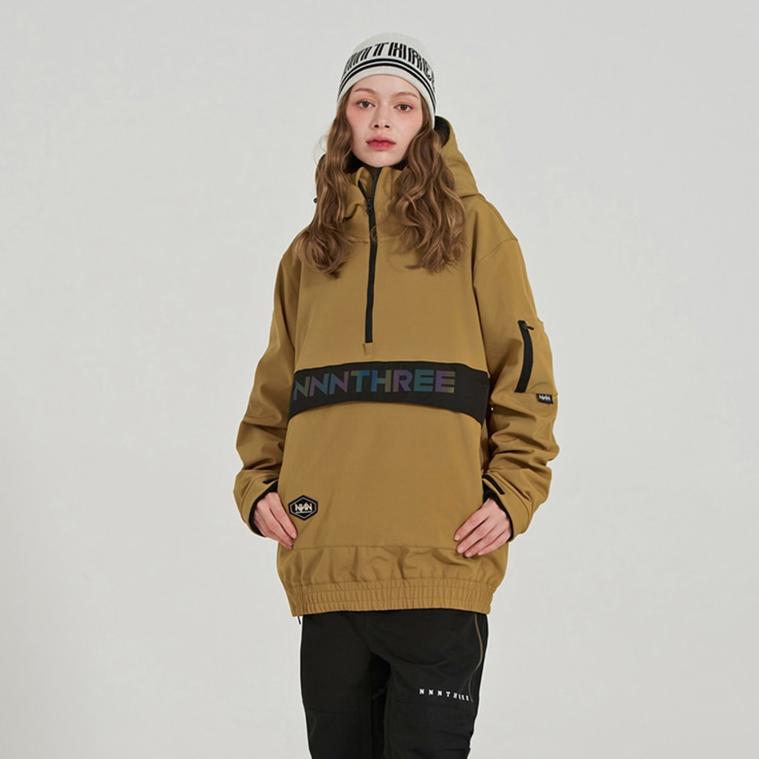 엔쓰리 엔쓰리 2324 NNN 3L RD77 HOOD ANORAK JACKET DEEP BEIGE / BLACK 스노우 보드복 아노락 자켓