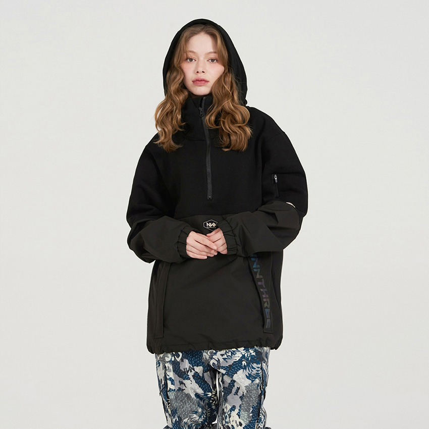 엔쓰리 엔쓰리 2324 NNN XT23 MIX ANORAK HOOD BLACK 스노우 보드복 방수 후드