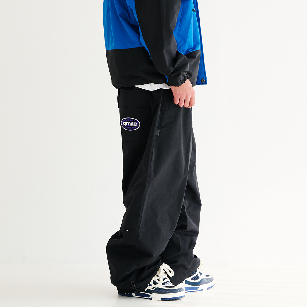 큐마일 2324 QMILE 453 NEWTRO BAGGY EMBO TRACK PANTS BLACK 스노우 보드복 팬츠