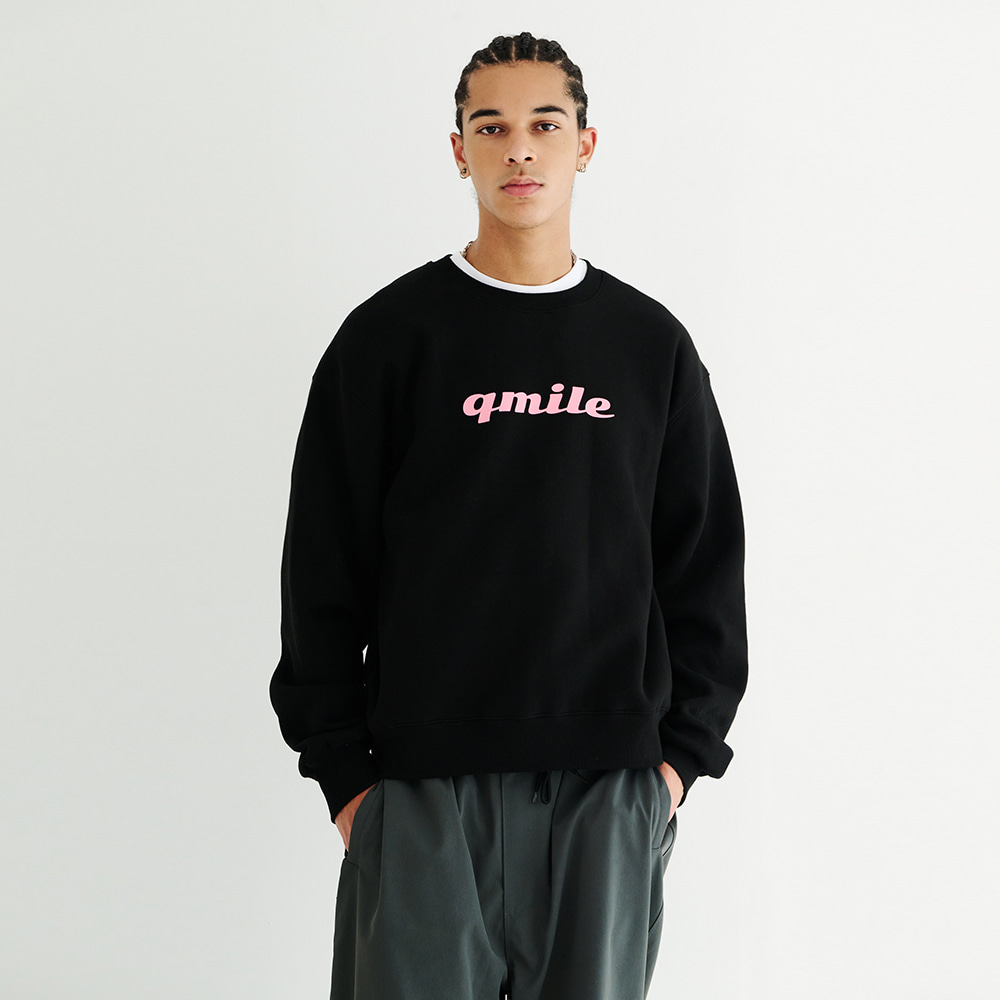 큐마일 2324 QMILE 742 PRINT CREWNECK BLACK 스노우보드 크루넥 티셔츠 스웻 셔츠 맨투맨