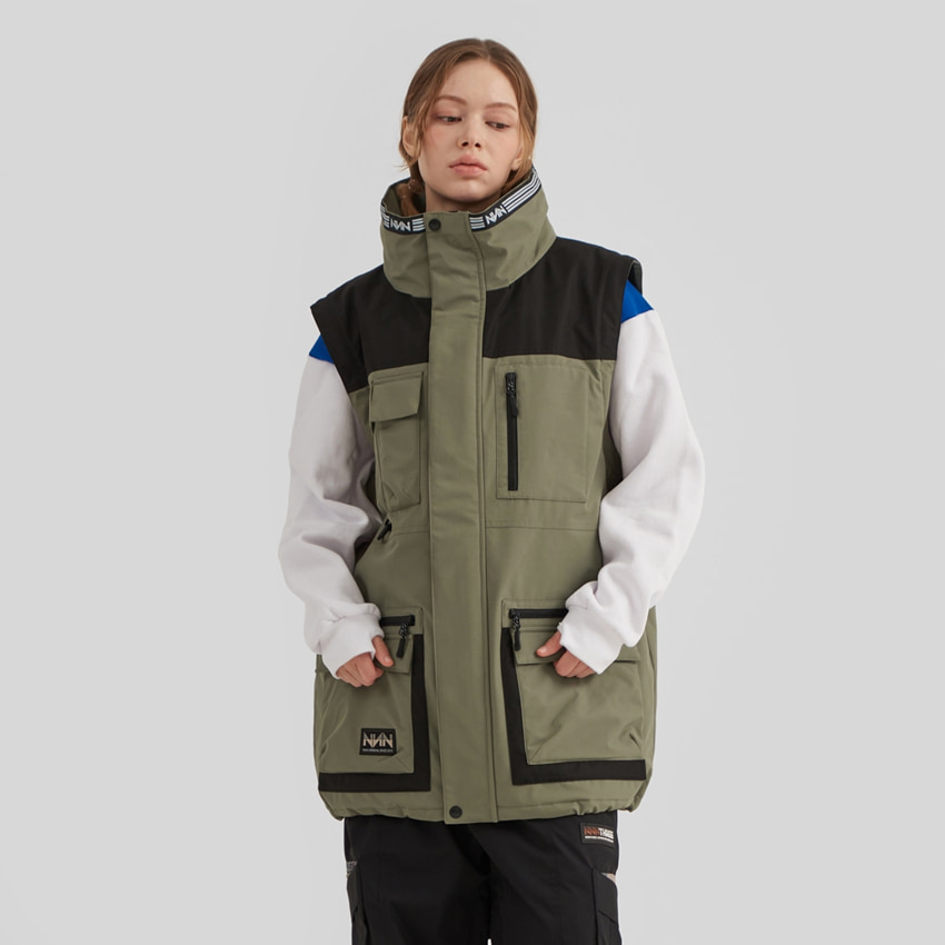 엔쓰리 엔쓰리 2223 NNN GRADY VEST JACKET KHAKI/BLACK 스노우 보드복 자켓 패딩 조끼